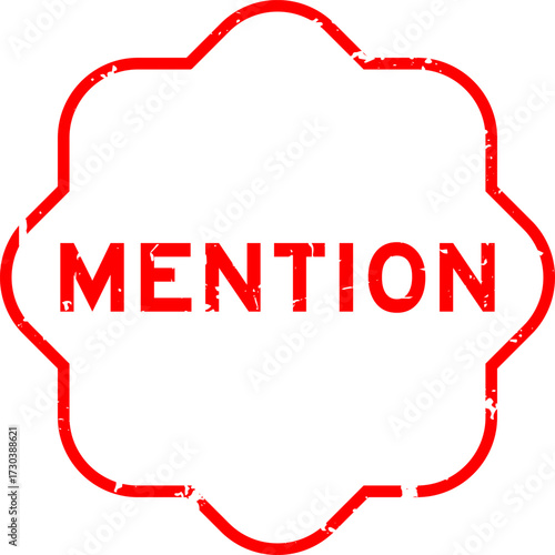 Grunge red mention word square rubber seal stamp on white background