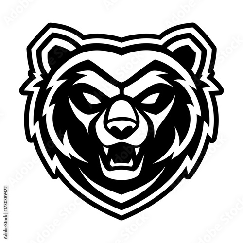 Grizzly bear face icon in glyph style