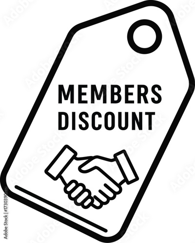 Vector art of members discount tag with handshake