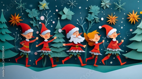 Whimsical Holiday Helpers Crafted from Layered Paper for Festive Celebrations