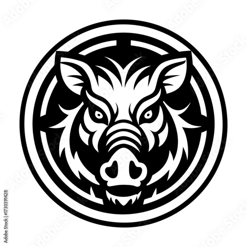 Wallpaper Mural Glyph style icon showing a wild bear face Torontodigital.ca