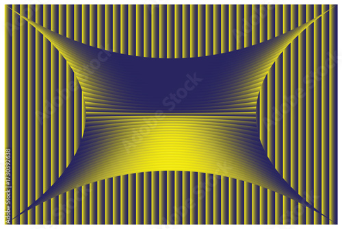 Optical Illusion Starburst – 2D Sacred Pattern of Yellow-Blue Gradient Lines and Devotional Perception