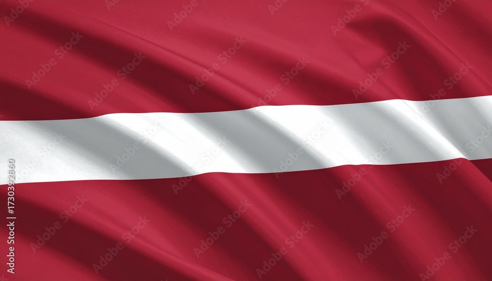Fototapeta premium Latvia flag, realistic texture, deep red tones, minimalist symbolism.