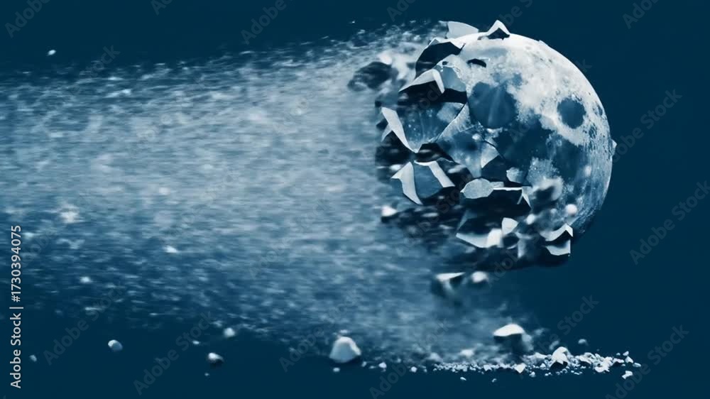 Abstract blue render of spherical object with flowing particles