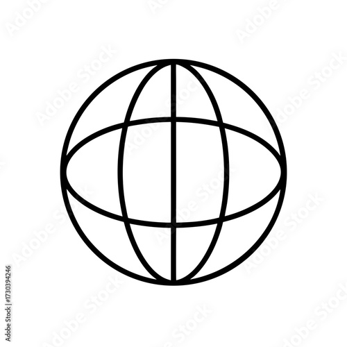 Simple globe outline with meridian lines silhouette
