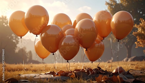 Celebration Balloons in a Field.