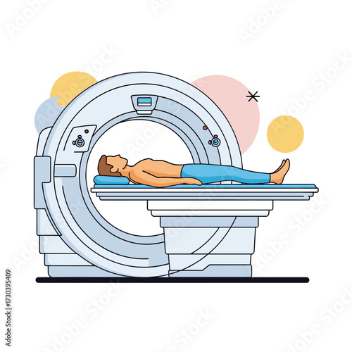 Patient lying on a CT scanner bed for a medical imaging procedure.