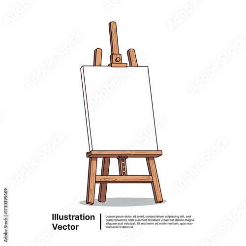 Wooden art easel with a pristine blank canvas, symbolizing new beginnings for artistic projects