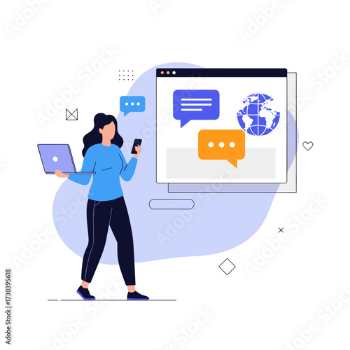 Digital communication and online collaboration tools for remote teams facilitating global connectivity.