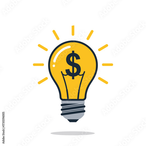 Innovative light bulb with dollar sign symbolizing profitable business ideas and financial success.