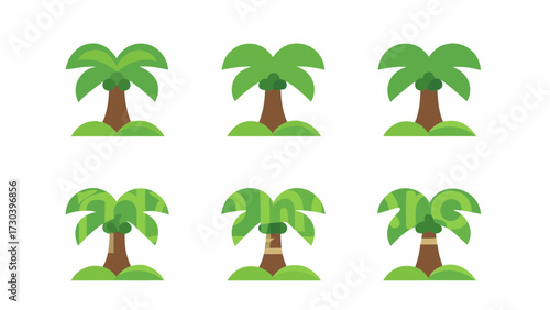 Tropical getaway vibes with cute cartoon palm trees, perfect for summer designs and vacation promotions, bright and cheerful for a fun, playful feel