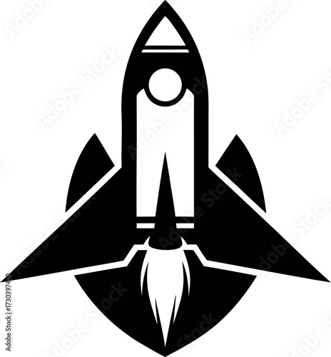Missile and rocket launch vector, Space shuttle icon illustration, Spaceship cartoon