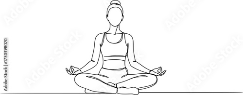 Continuous line art or One Line Drawing of a woman stretching arms is relaxing, Happy man and woman raising hands in an exercise of relax and breathing, one line continuous drawing