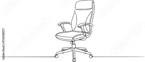 Continuous one line sketch of an office chair. Single line drawing of an executive chair, Office chair one continuous line drawing vector illustration. Premium vector