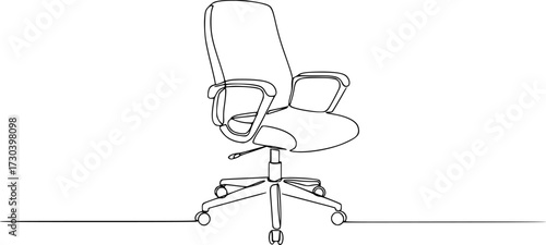 Continuous one line sketch of an office chair. Single line drawing of an executive chair, Office chair one continuous line drawing vector illustration. Premium vector