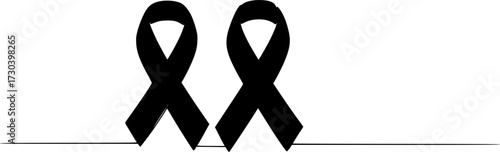 AIDS awareness band World AIDS day one line art drawing Continuous one line drawing, AIDS awareness ribbon one line colored continuous drawing. World AIDS day symbol continuous one line