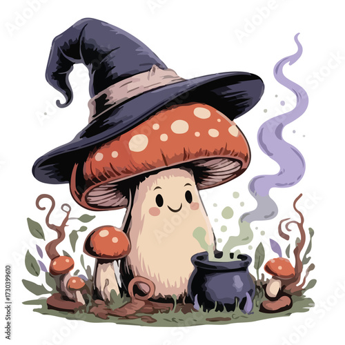 You can find stock photos of mushrooms in the forest, a humorous cartoon illustration of one, or even mushrooms in a hat