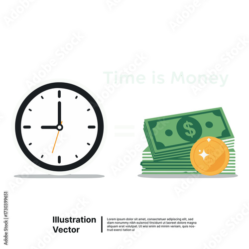 Time management and financial success represented by a clock turning into a pile of money