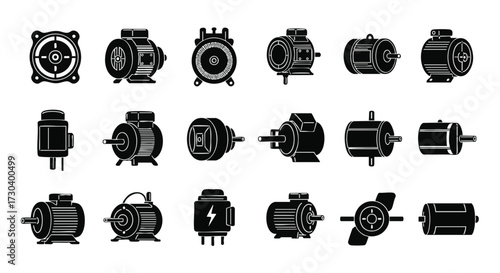 Collection of Electric Motor Icons A Versatile Vector Set