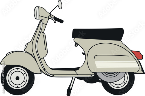 Vintage scooter illustration with a classic design and neutral color palette, perfect for retro themes and transportation graphics
