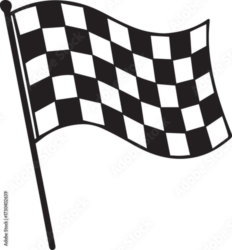 Waving Checkered Racing Flag Icon