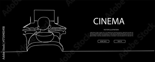 Minimalist film website layout with vintage movie strip, dark interface for classic cinema-themed web design