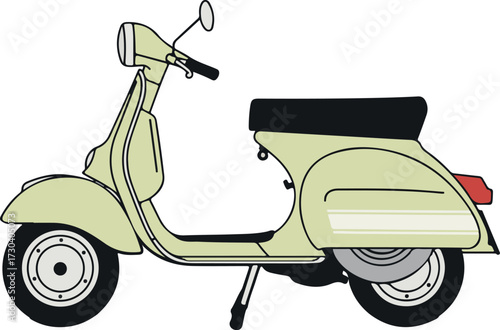 Vintage Scooter Illustration A Retro Design of an Iconic Two-Wheeled Transportation Vehicle with Classic Style