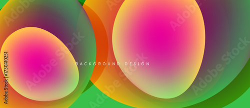 Abstract colorful circles overlap. Gradient hues blend, creating vibrant visual effect. Modern design element for backgrounds.