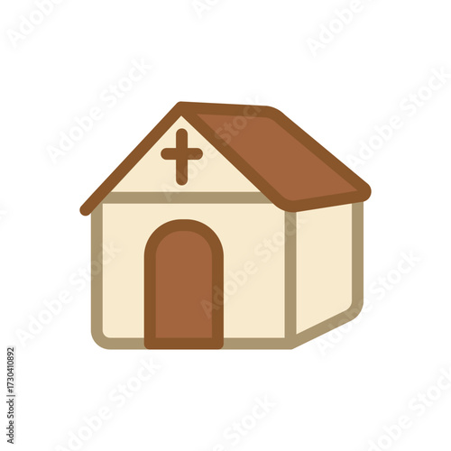 church building with cross on top religious temple icon vector illustration on white background