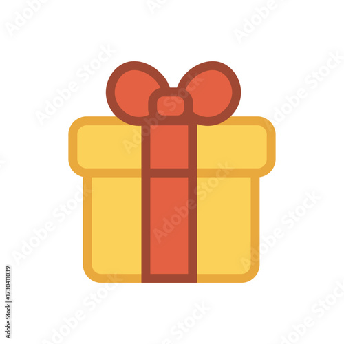 Simple icon of a gift box with a bow on a white background