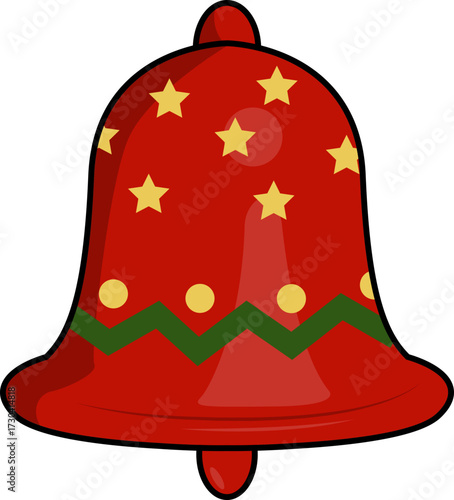 Red Christmas Bell with Yellow Star Pattern