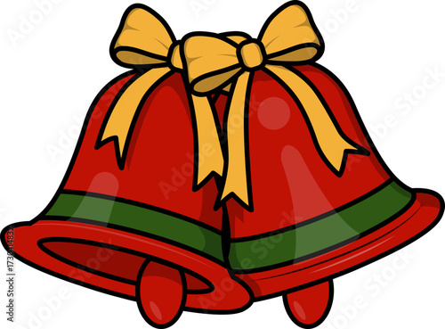 Pair of Red Christmas Bells with Yellow Bow