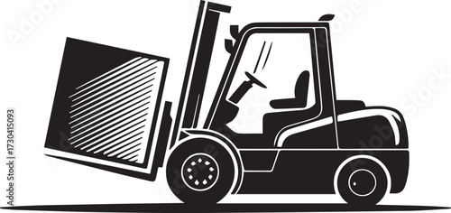 Vector art of forklift truck for industrial and construction use