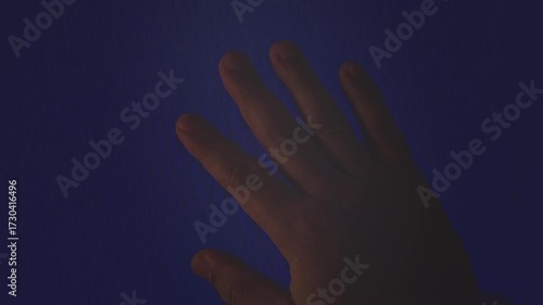 Hand reaching toward an old television with static noise and no signal screen, symbolizing disconnection, nostalgia, error, or communication failure.