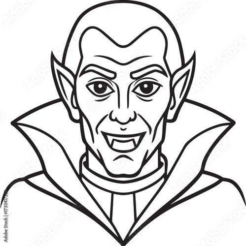 illustration of a classic vampire with fangs and a cape outline
