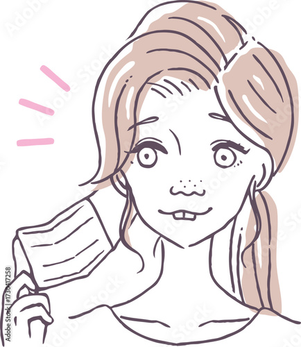 マスクを取るとブサイクな女性のベクターイラスト素材
