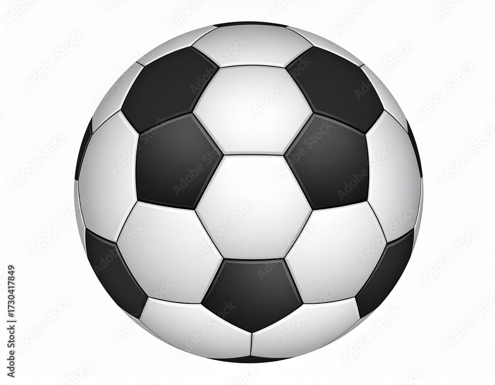 Fototapeta premium A classic black-and-white soccer ball—resting in quiet focus. A metaphor for unity and the choreography of play through geometric tension and global resonance.