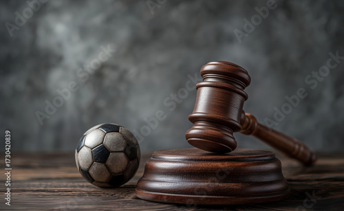 Sports Law A Gavel and Football Depicting Legal Aspects of the Game