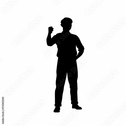 Administrator applying patch updates silhouette isolated on white background