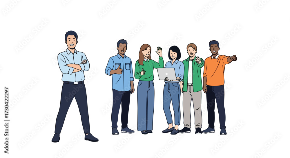 Fototapeta premium Diverse group of professionals showcasing collaboration and innovation within a dynamic team environment emphasizing the individual's role in