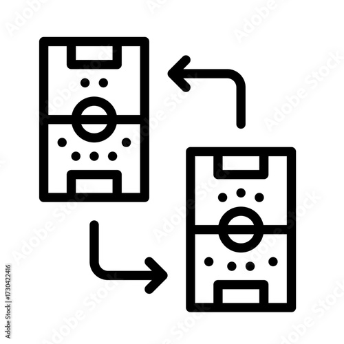 Change Formation outline icon. Change Formation on football black line illustration.