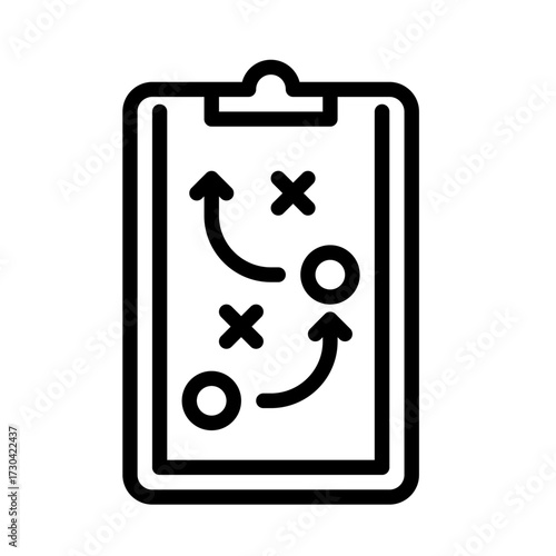 Plan Tactic outline icon. Football plan black line illustration.
