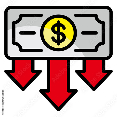 Currency Decline  Icon Element For Design