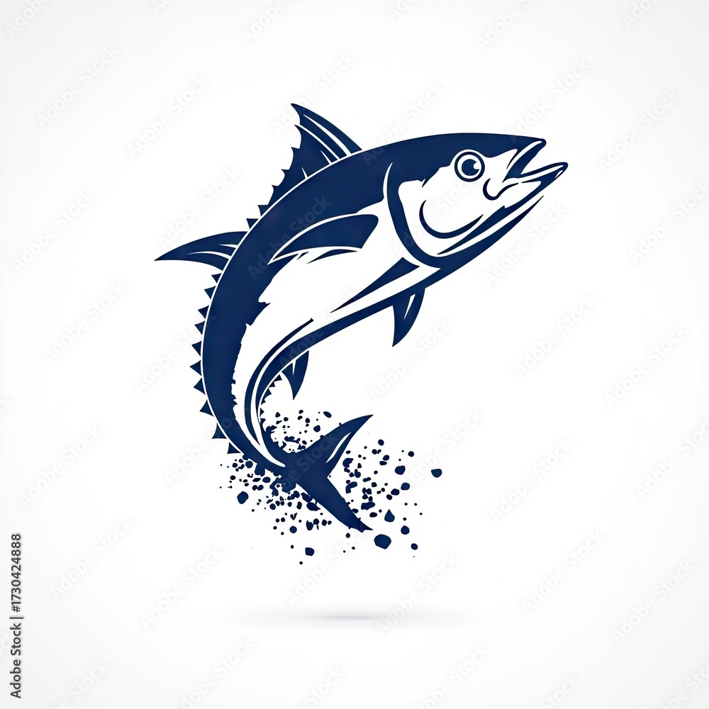 Fototapeta premium Jumping tuna fish illustration in a modern vector design