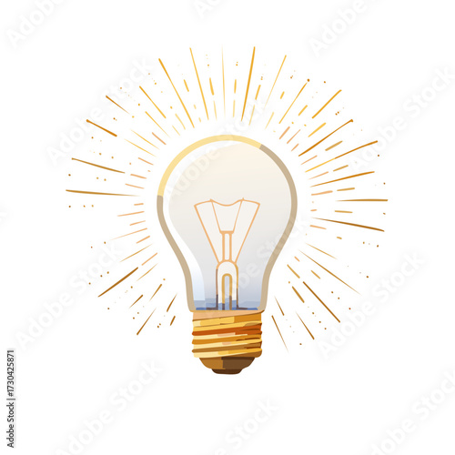 A glowing light bulb with radiating golden lines symbolizing a bright idea or inspiration