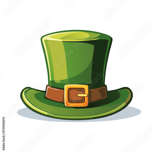 Cartoon Green Leprechaun Top Hat with Gold Buckle for St Patricks Day