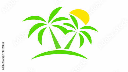 Dreaming of Tropical Getaways? Vibrant Palm Tree Design with Sun, Perfect for Travel, Summer, and Vacation Themes, Originally a Scalable Vector Graphic