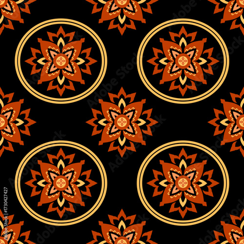 Thai art vector seamless pattern.Vintage elements.Design for fabric and wallpaper,textiles,any packaging.