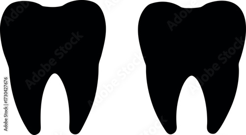 Teeth dental icon vector, Dentist silhouette illustration, Healthy tooth design