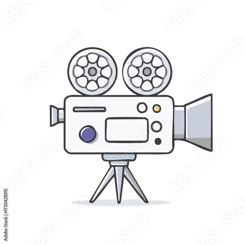 Vintage film camera on tripod for movie making and cinematic production vector illustration